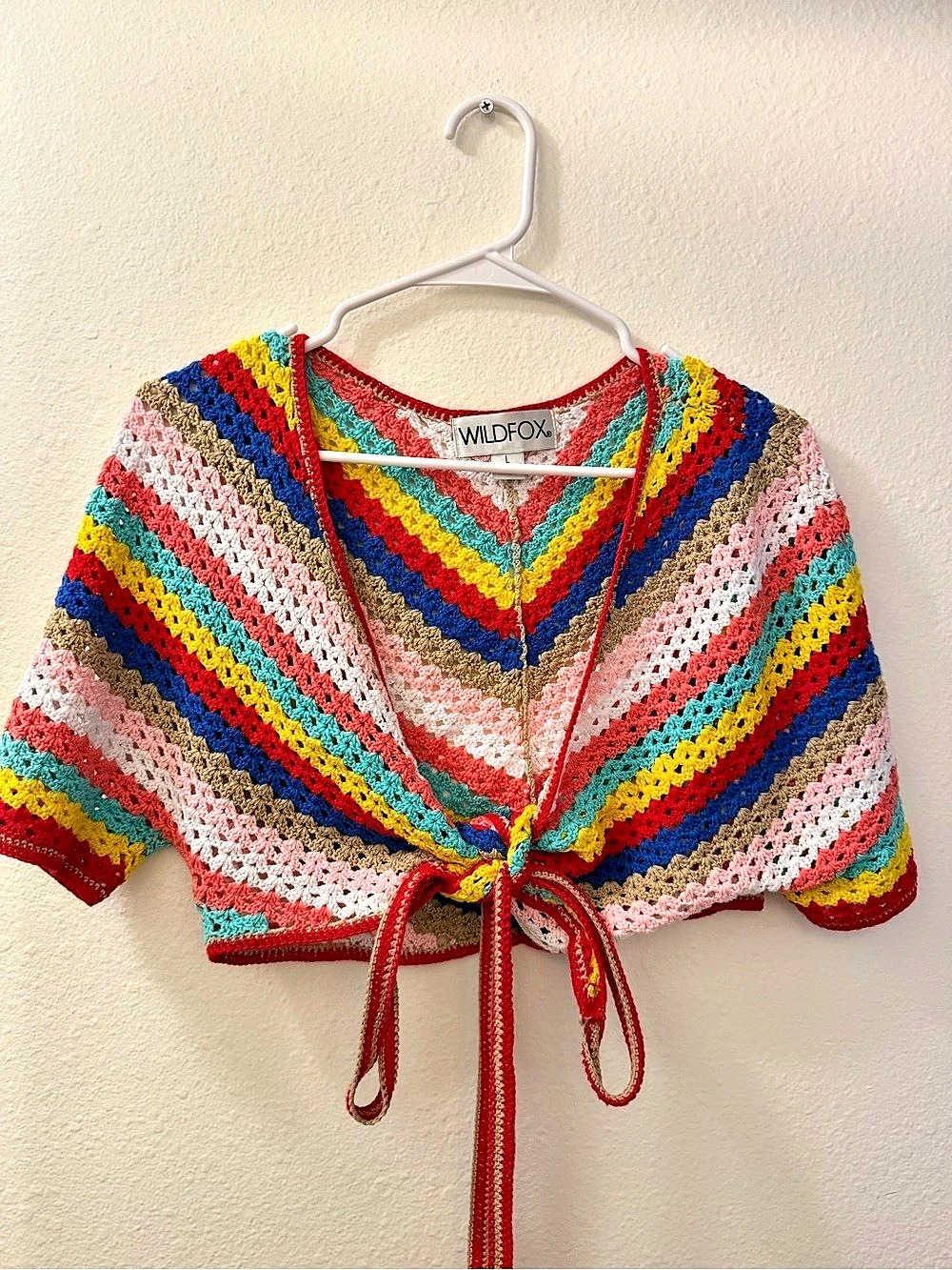 WILDFOX Gigi Crochet Top Multicolor & Pink Size L